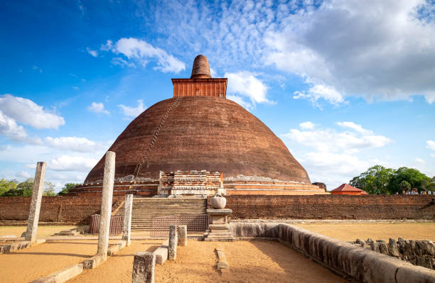 Polonnaruwa/ Sri Lanka - AUGUST 07 2019: Jetavana Dagoba is one of the central landmarks in the sacred world heritage city of Anuradhapura, Sri Lanka, Asia. It's structure of 12th century, Sri Lanka. UNESCO World heritage Site.